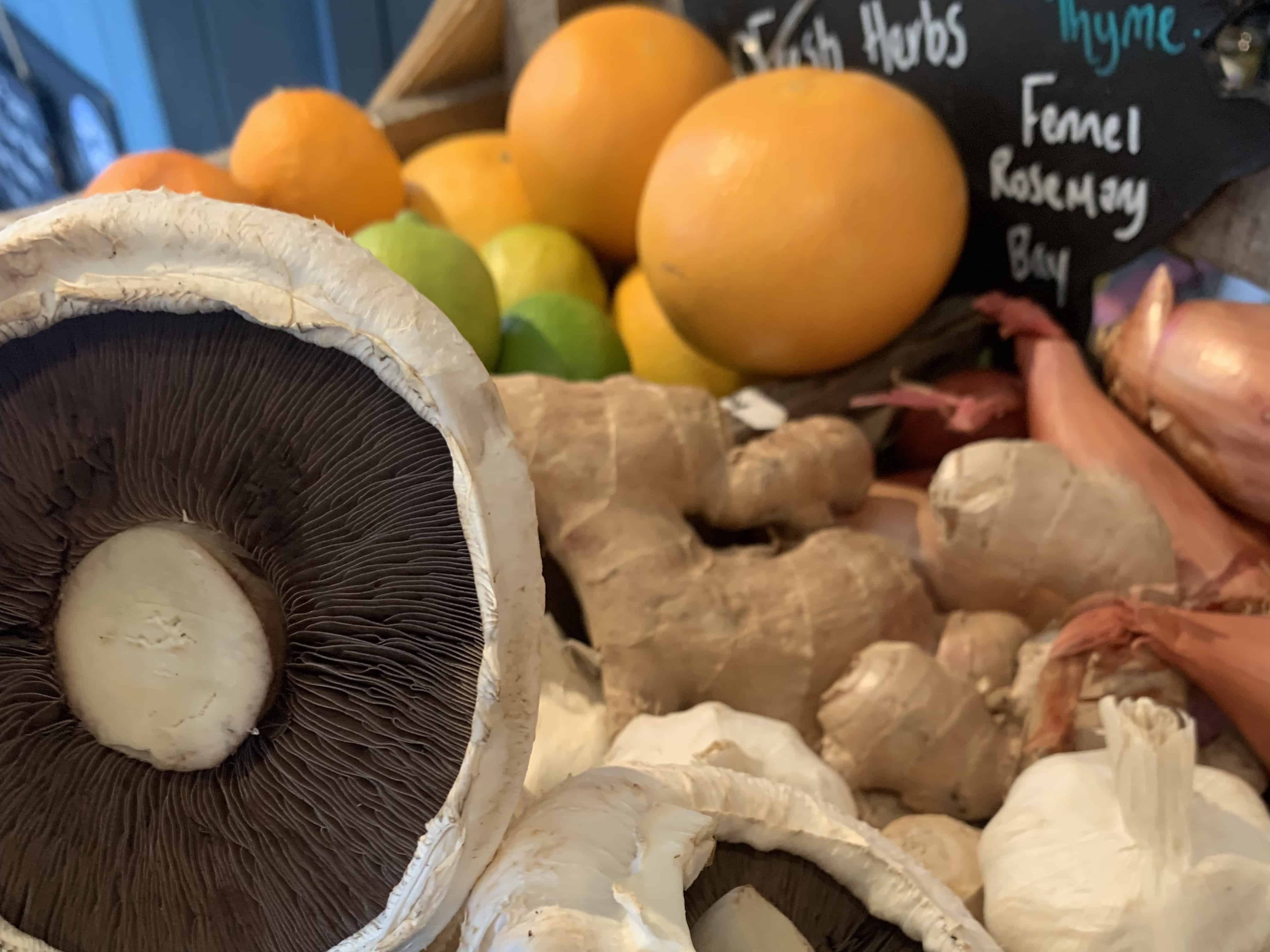 A selection of sustainable vegetables available at the Farm Shop